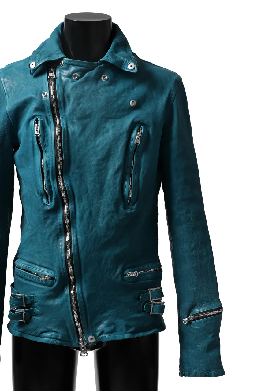 ISAMU KATAYAMA BACKLASH exclusive DOUBLE RIDERS JACKET / JP-CALF GARMENT WASHED (TURQUOISE) - Image 14