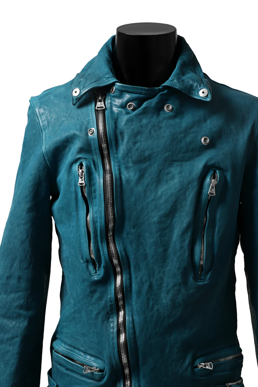 ISAMU KATAYAMA BACKLASH exclusive DOUBLE RIDERS JACKET / JP-CALF GARMENT WASHED (TURQUOISE) - Image 16