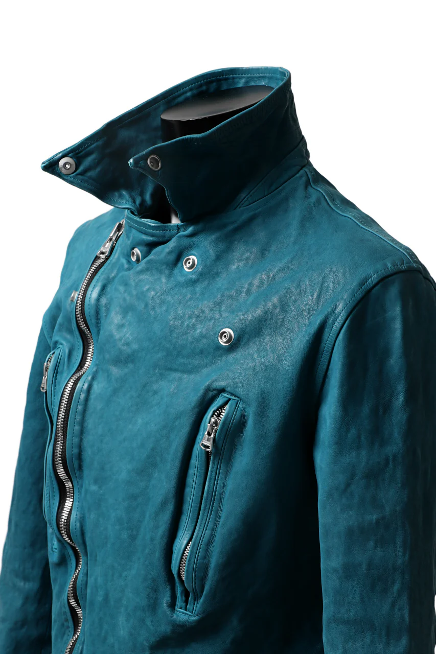 ISAMU KATAYAMA BACKLASH exclusive DOUBLE RIDERS JACKET / JP-CALF GARMENT WASHED (TURQUOISE) - Image 17