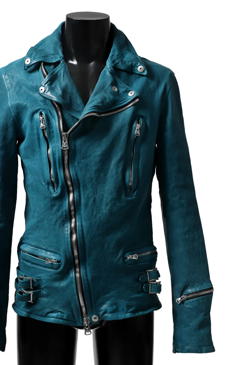 ISAMU KATAYAMA BACKLASH exclusive DOUBLE RIDERS JACKET / JP-CALF GARMENT WASHED (TURQUOISE) - Image 18