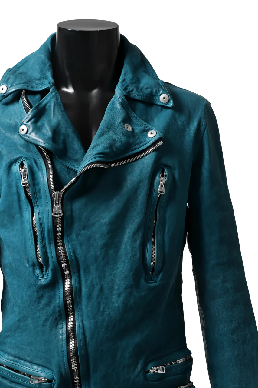 ISAMU KATAYAMA BACKLASH exclusive DOUBLE RIDERS JACKET / JP-CALF GARMENT WASHED (TURQUOISE) - Image 19