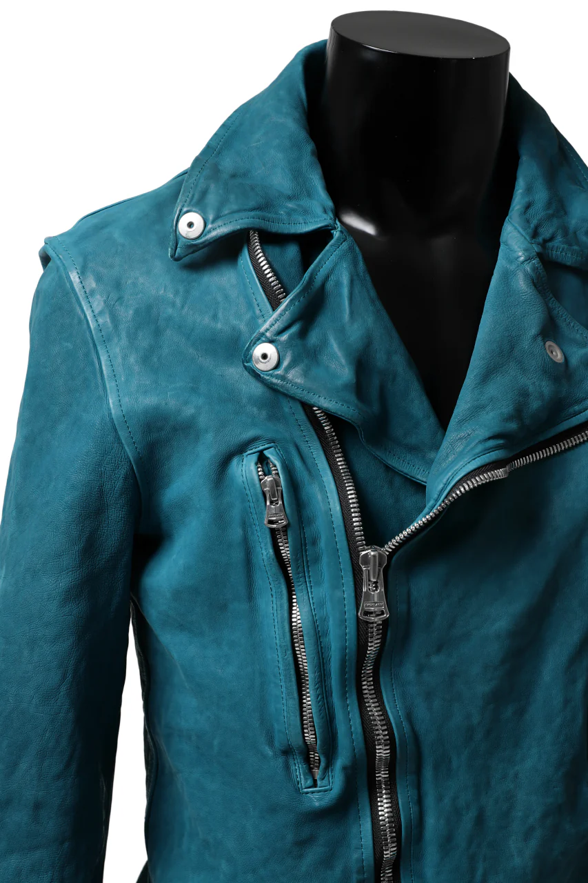 ISAMU KATAYAMA BACKLASH exclusive DOUBLE RIDERS JACKET / JP-CALF GARMENT WASHED (TURQUOISE) - Image 20