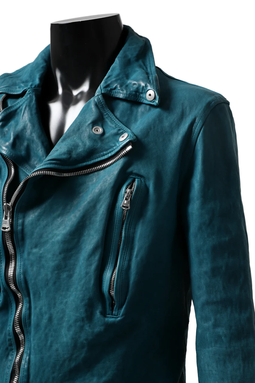 ISAMU KATAYAMA BACKLASH exclusive DOUBLE RIDERS JACKET / JP-CALF GARMENT WASHED (TURQUOISE) - Image 21