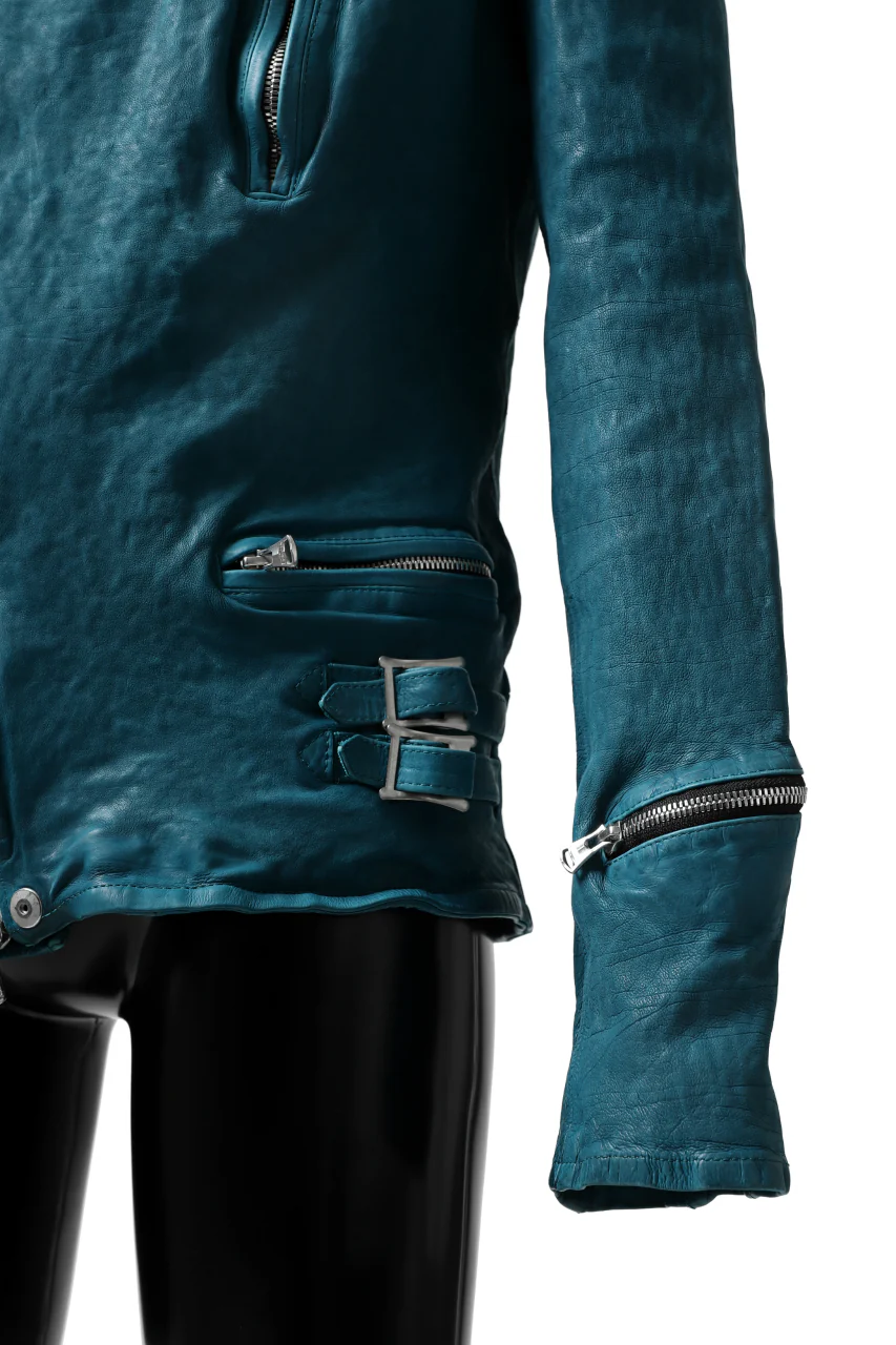 ISAMU KATAYAMA BACKLASH exclusive DOUBLE RIDERS JACKET / JP-CALF GARMENT WASHED (TURQUOISE) - Image 24