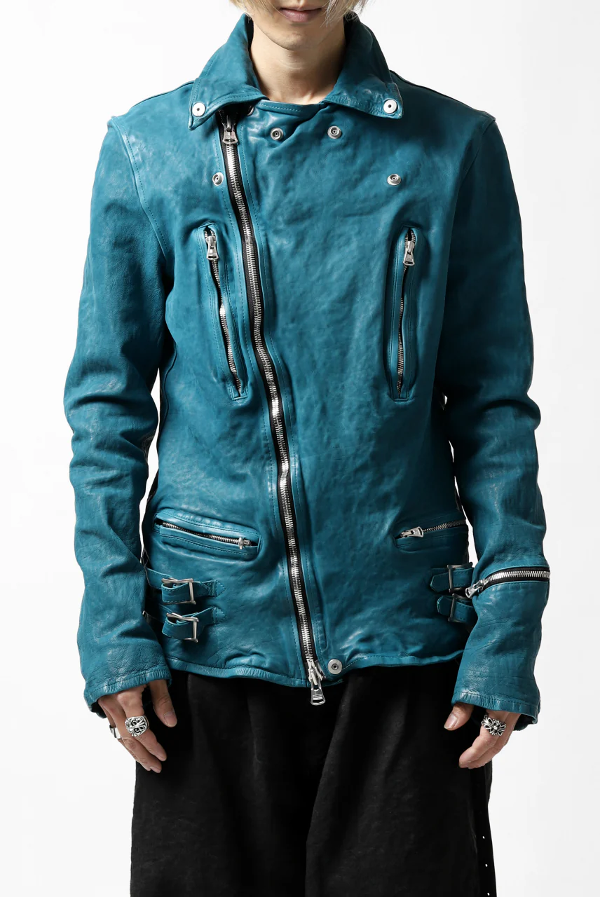 ISAMU KATAYAMA BACKLASH exclusive DOUBLE RIDERS JACKET / JP-CALF GARMENT WASHED (TURQUOISE) - Image 34