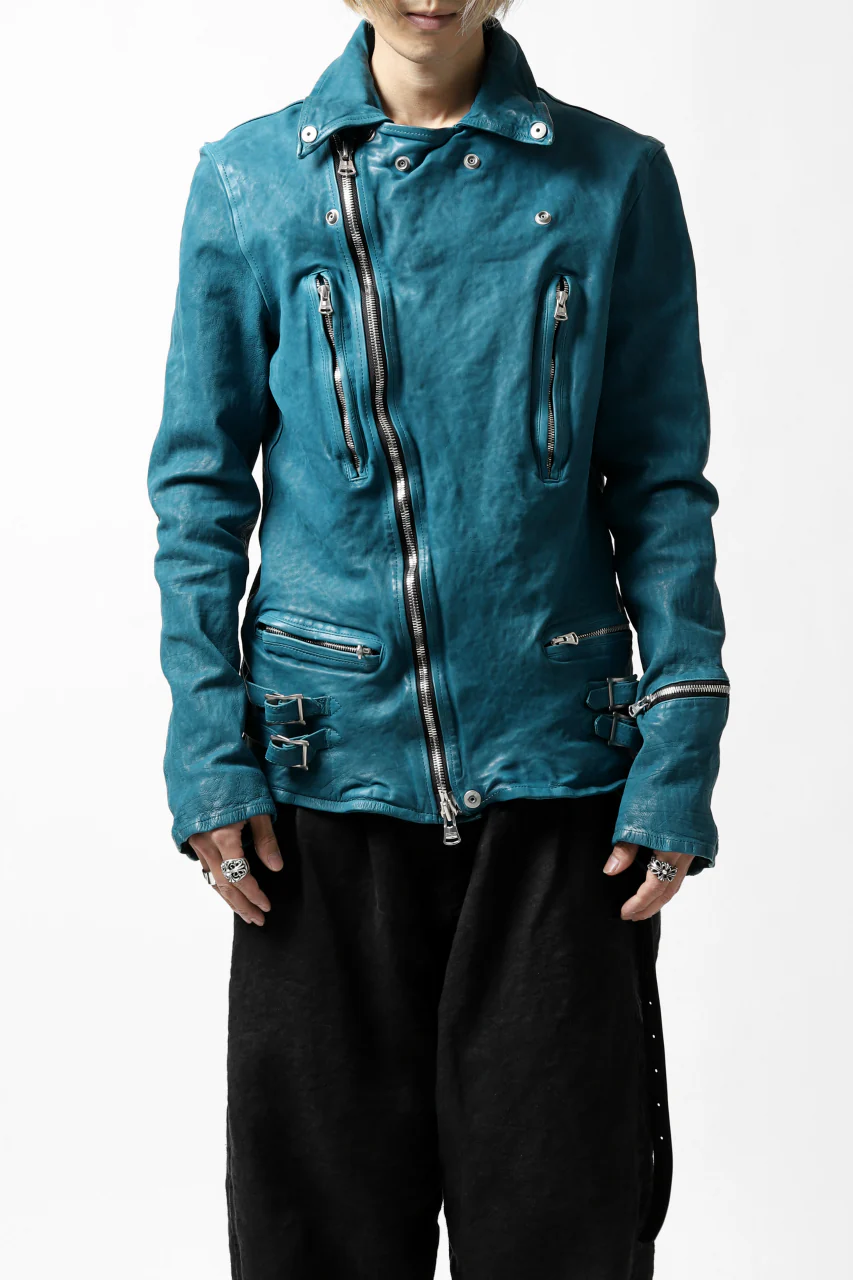 ISAMU KATAYAMA BACKLASH exclusive DOUBLE RIDERS JACKET / JP-CALF GARMENT WASHED (TURQUOISE) - Image 35