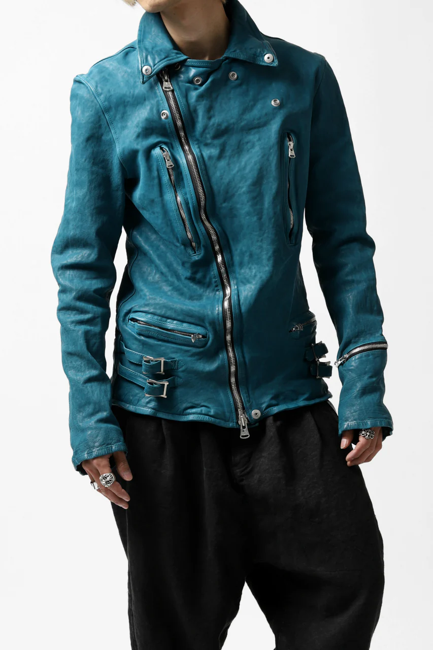 ISAMU KATAYAMA BACKLASH exclusive DOUBLE RIDERS JACKET / JP-CALF GARMENT WASHED (TURQUOISE) - Image 36