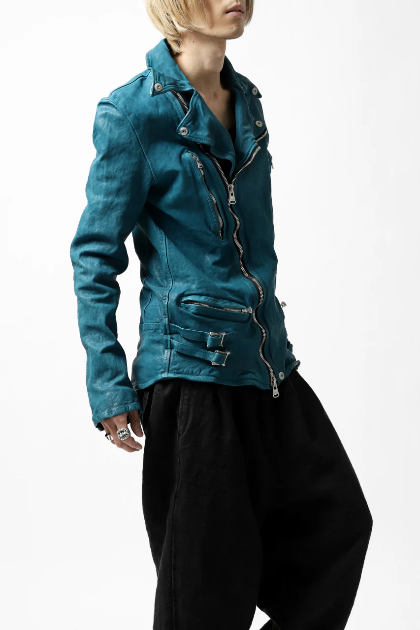 ISAMU KATAYAMA BACKLASH exclusive DOUBLE RIDERS JACKET / JP-CALF GARMENT WASHED (TURQUOISE) - Image 39