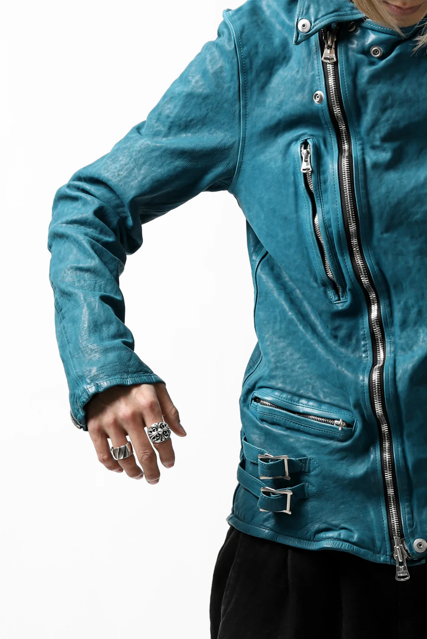 ISAMU KATAYAMA BACKLASH exclusive DOUBLE RIDERS JACKET / JP-CALF GARMENT WASHED (TURQUOISE) - Image 49