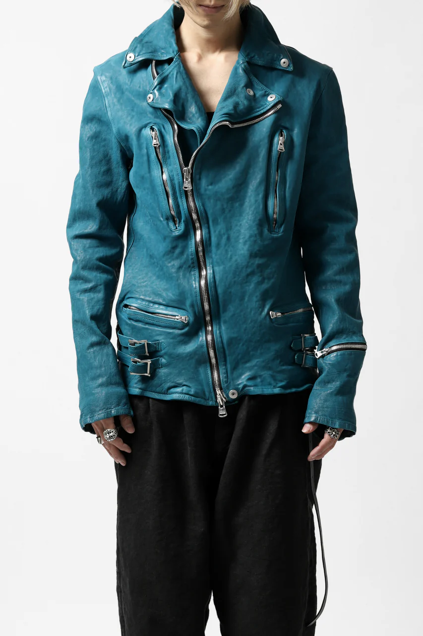 ISAMU KATAYAMA BACKLASH exclusive DOUBLE RIDERS JACKET / JP-CALF GARMENT WASHED (TURQUOISE) - Image 5