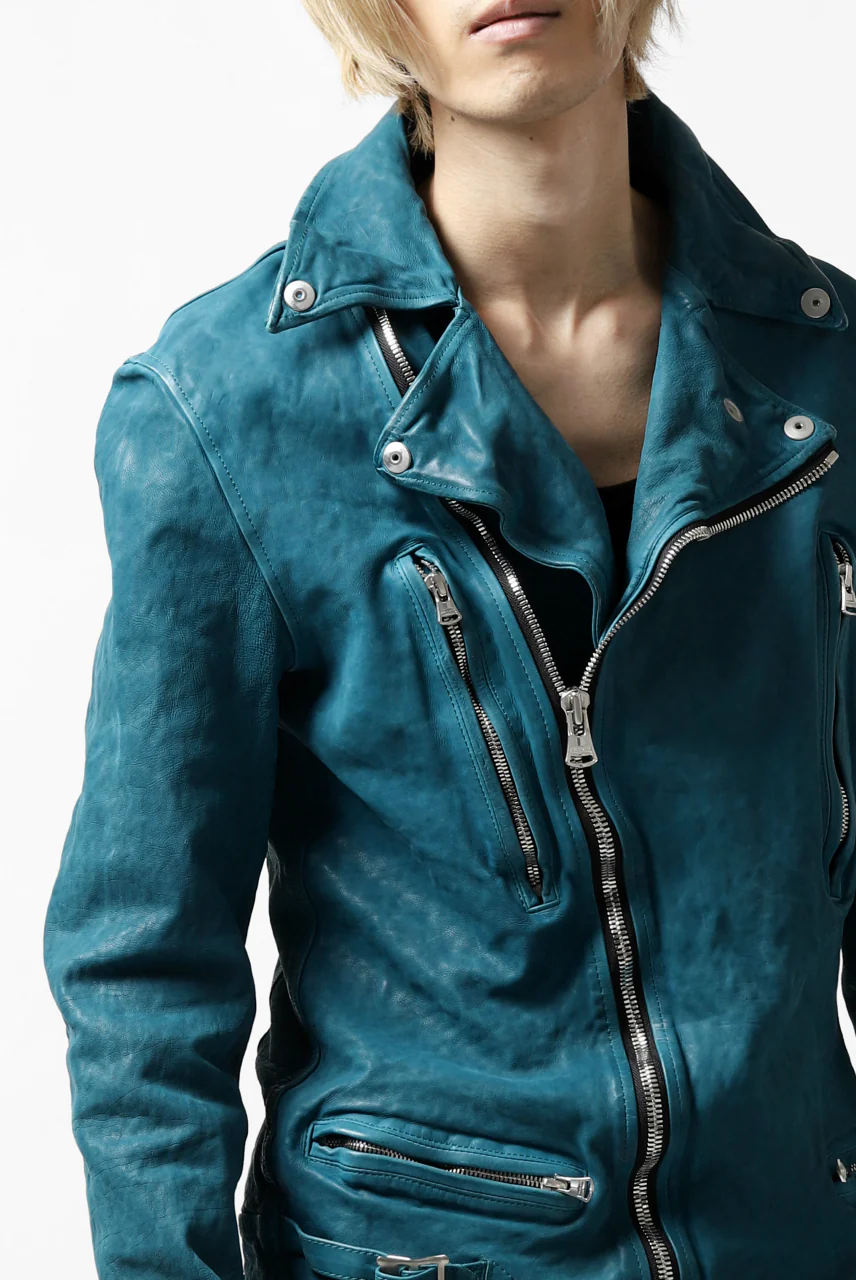 ISAMU KATAYAMA BACKLASH exclusive DOUBLE RIDERS JACKET / JP-CALF GARMENT WASHED (TURQUOISE) - Image 53