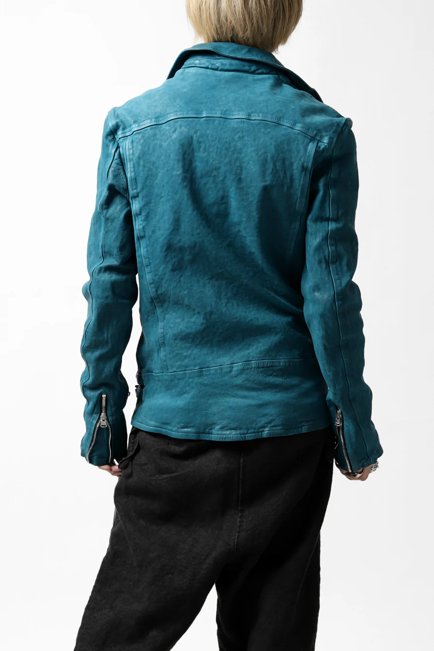 ISAMU KATAYAMA BACKLASH exclusive DOUBLE RIDERS JACKET / JP-CALF GARMENT WASHED (TURQUOISE) - Image 6