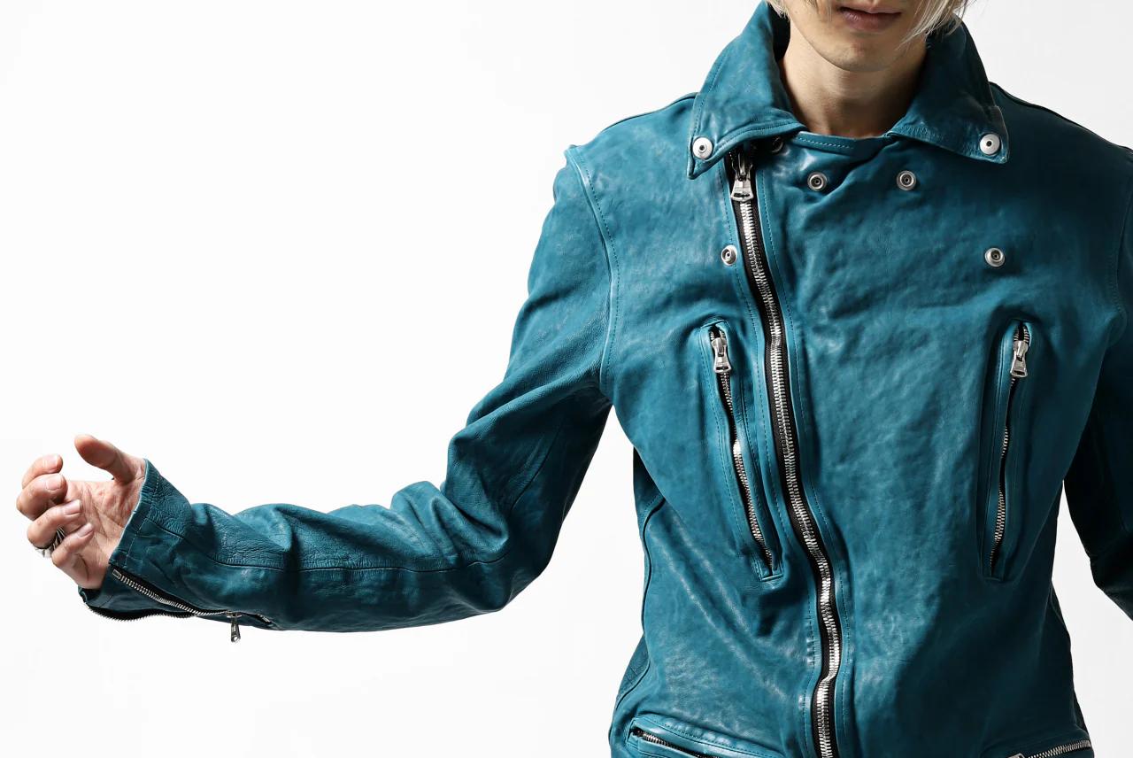 ISAMU KATAYAMA BACKLASH exclusive DOUBLE RIDERS JACKET / JP-CALF GARMENT WASHED (TURQUOISE) - Image 65