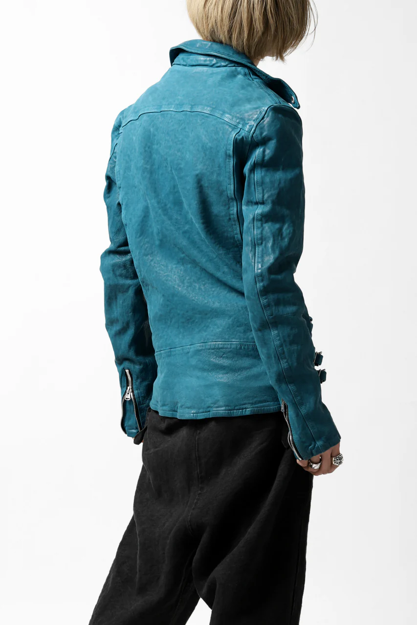 ISAMU KATAYAMA BACKLASH exclusive DOUBLE RIDERS JACKET / JP-CALF GARMENT WASHED (TURQUOISE) - Image 7