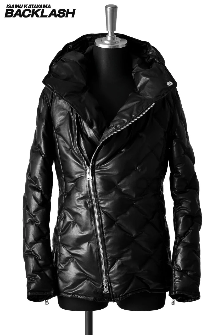 ISAMU KATAYAMA BACKLASH exclusive HOODED DOWN JACKET /［KANGAROO LEATHER / POLAND WHITE GOOSE] (BLACK)