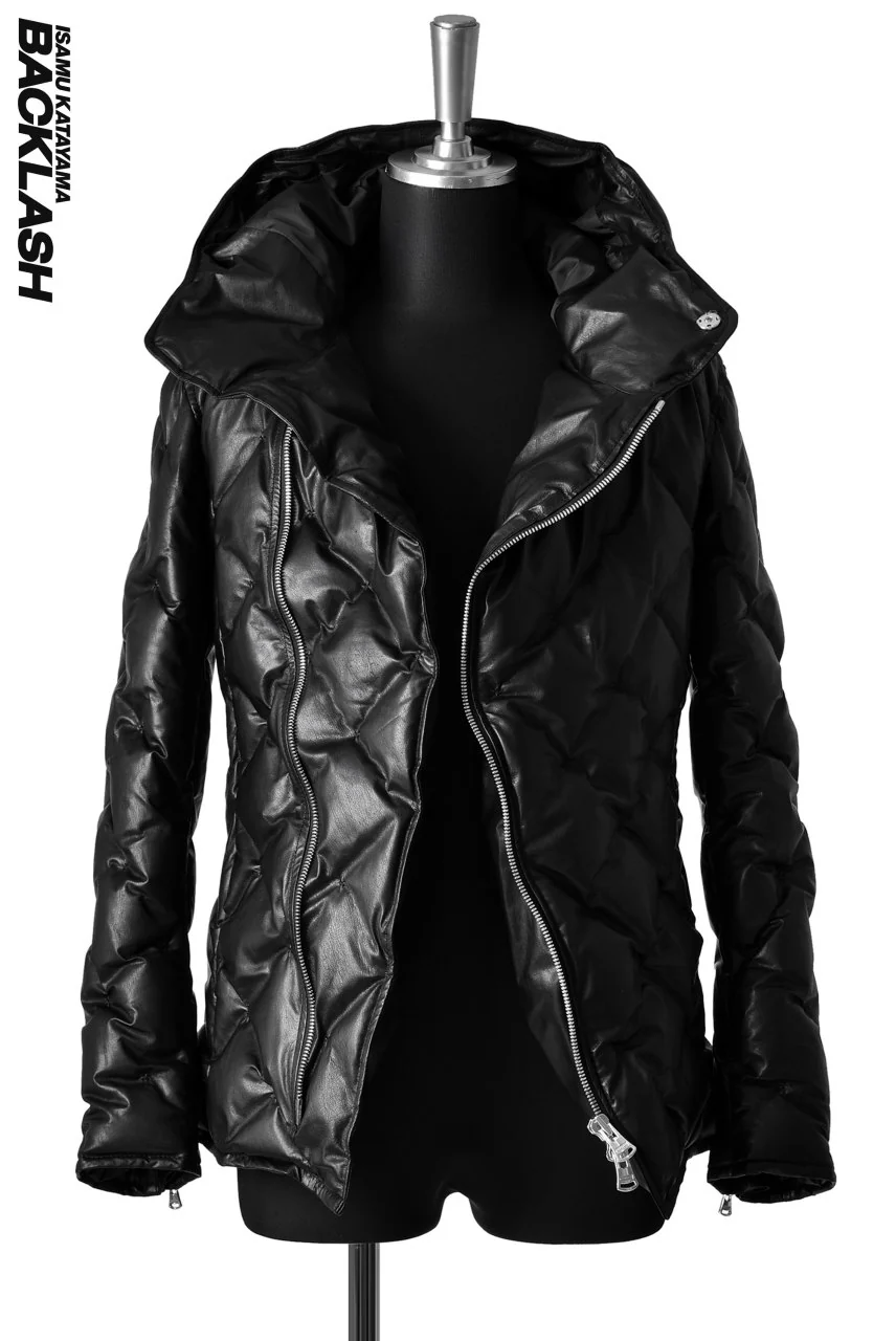 ISAMU KATAYAMA BACKLASH exclusive HOODED DOWN JACKET /［KANGAROO LEATHER / POLAND WHITE GOOSE] (BLACK) - Image 3