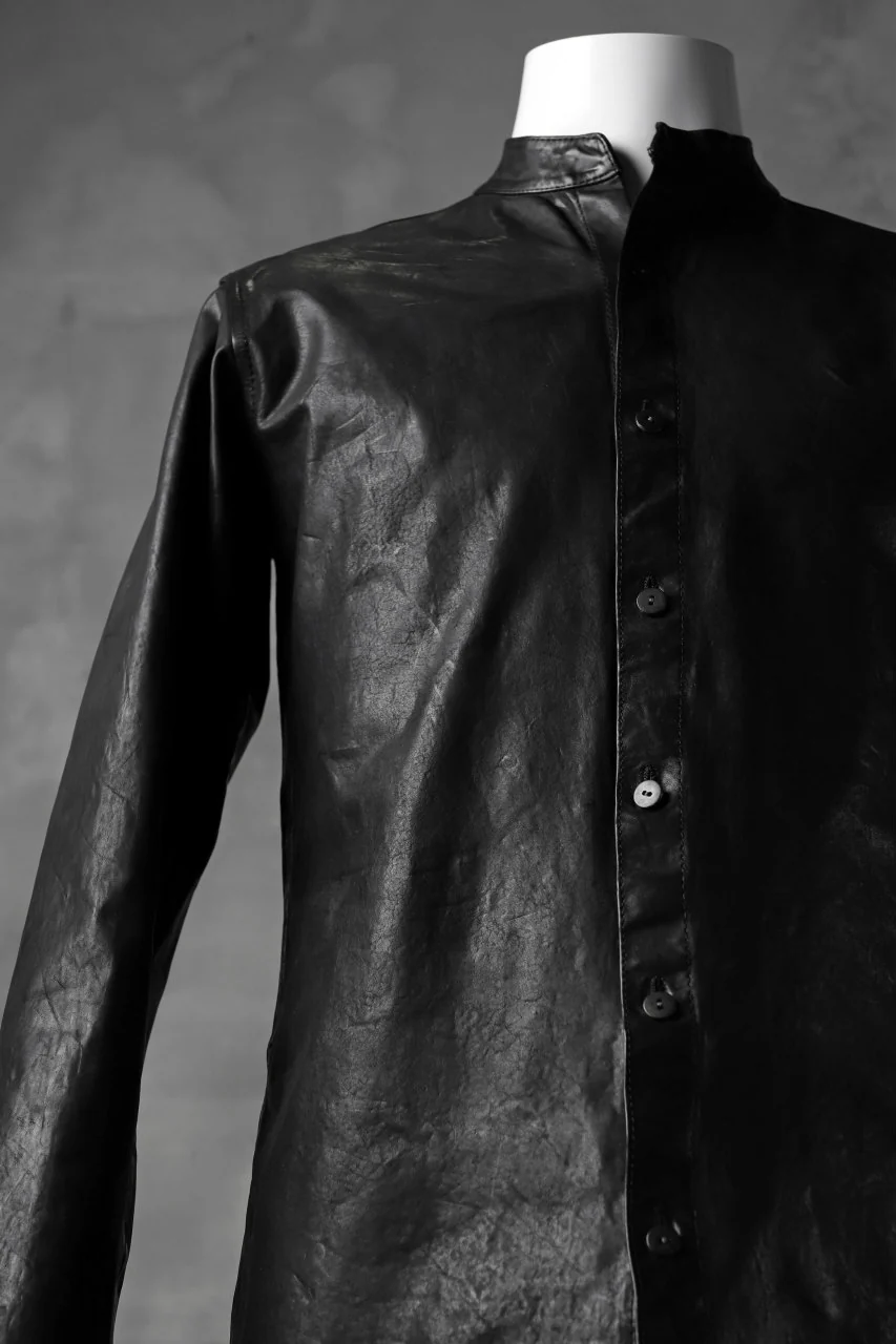 ISAMU KATAYAMA BACKLASH exclusive LEATHER SHIRT / ITALY SHOULDER 0.6mm (BLACK) - Image 13