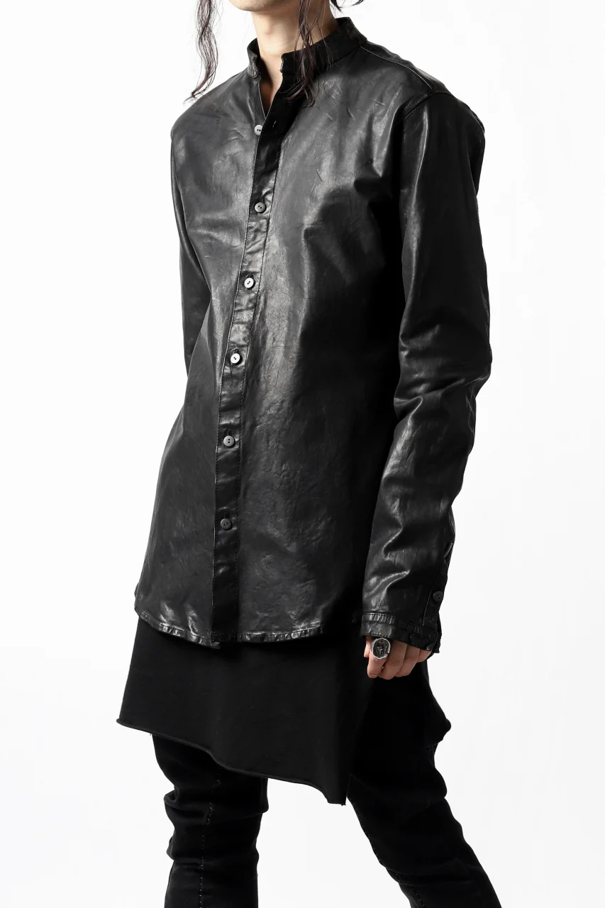 ISAMU KATAYAMA BACKLASH exclusive LEATHER SHIRT / ITALY SHOULDER 0.6mm (BLACK) - Image 4