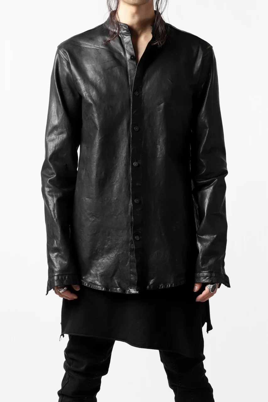 ISAMU KATAYAMA BACKLASH exclusive LEATHER SHIRT / ITALY SHOULDER 0.6mm (BLACK) - Image 5