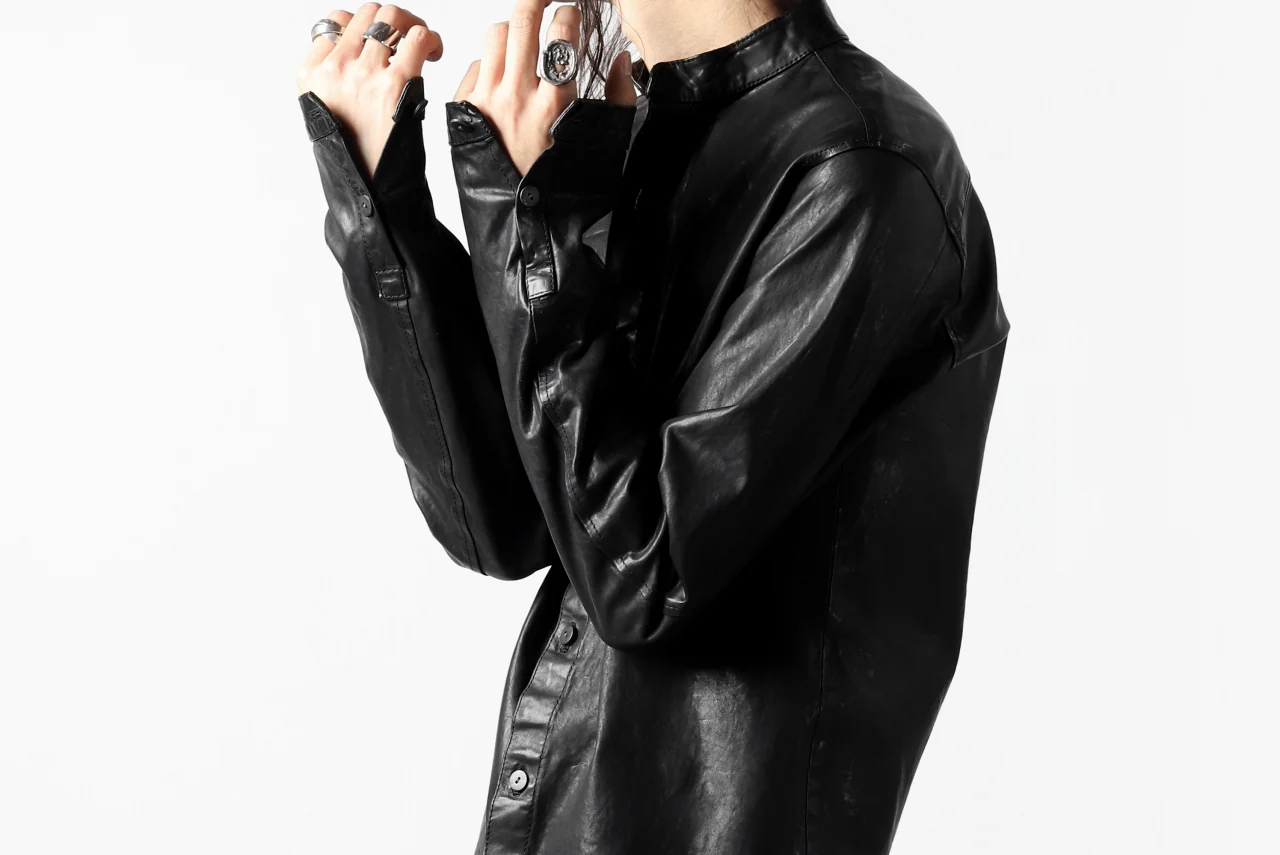 ISAMU KATAYAMA BACKLASH exclusive LEATHER SHIRT / ITALY SHOULDER 0.6mm (BLACK) - Image 55