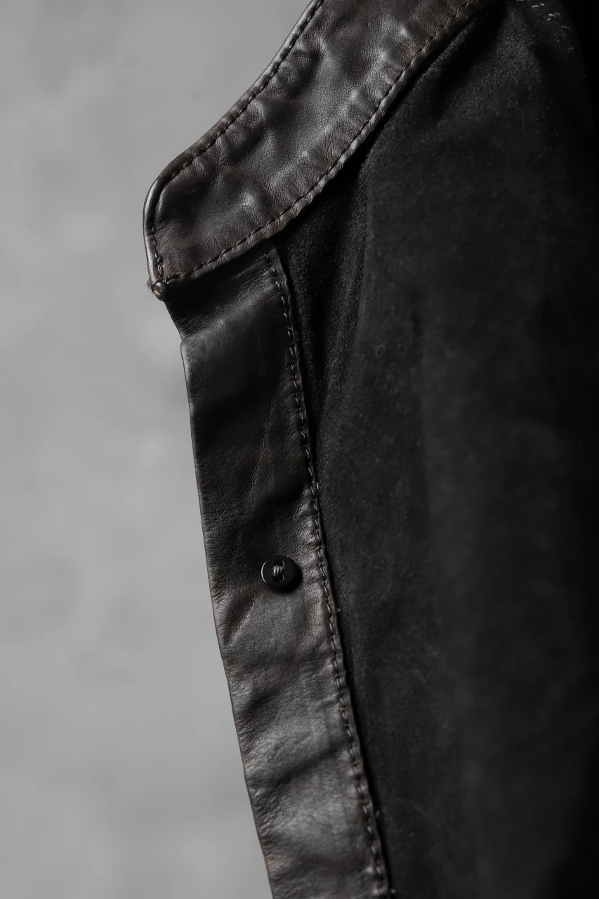ISAMU KATAYAMA BACKLASH exclusive LEATHER SHIRT / ITALY SHOULDER 0.6mm (DARK GREY) - Image 19