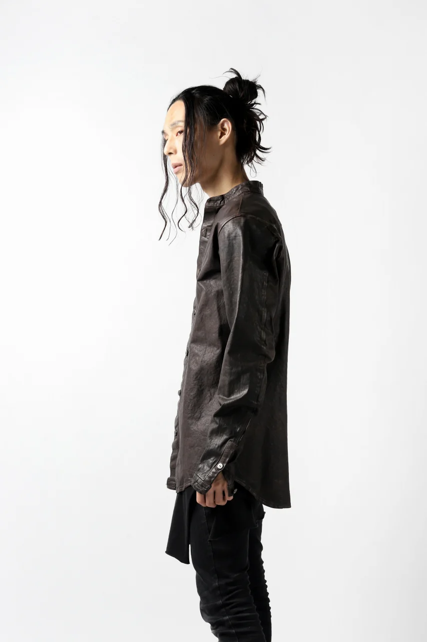 ISAMU KATAYAMA BACKLASH exclusive LEATHER SHIRT / ITALY SHOULDER 0.6mm (DARK GREY) - Image 20