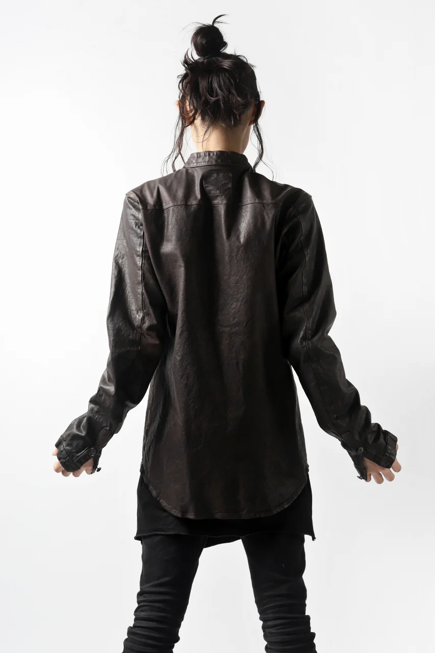 ISAMU KATAYAMA BACKLASH exclusive LEATHER SHIRT / ITALY SHOULDER 0.6mm (DARK GREY) - Image 21