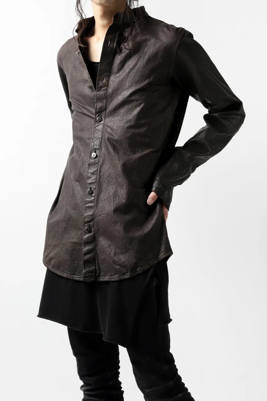 ISAMU KATAYAMA BACKLASH exclusive LEATHER SHIRT / ITALY SHOULDER 0.6mm (DARK GREY) - Image 22