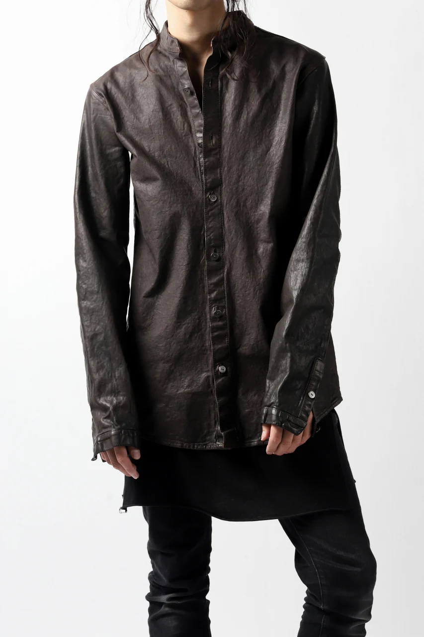 ISAMU KATAYAMA BACKLASH exclusive LEATHER SHIRT / ITALY SHOULDER 0.6mm (DARK GREY) - Image 23