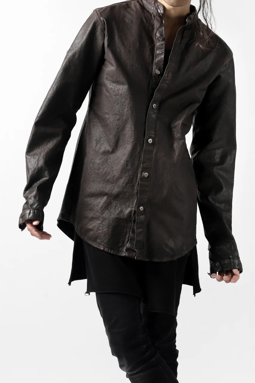 ISAMU KATAYAMA BACKLASH exclusive LEATHER SHIRT / ITALY SHOULDER 0.6mm (DARK GREY) - Image 24