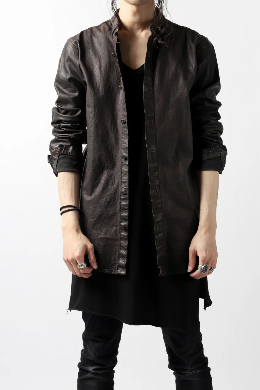 ISAMU KATAYAMA BACKLASH exclusive LEATHER SHIRT / ITALY SHOULDER 0.6mm (DARK GREY) - Image 25