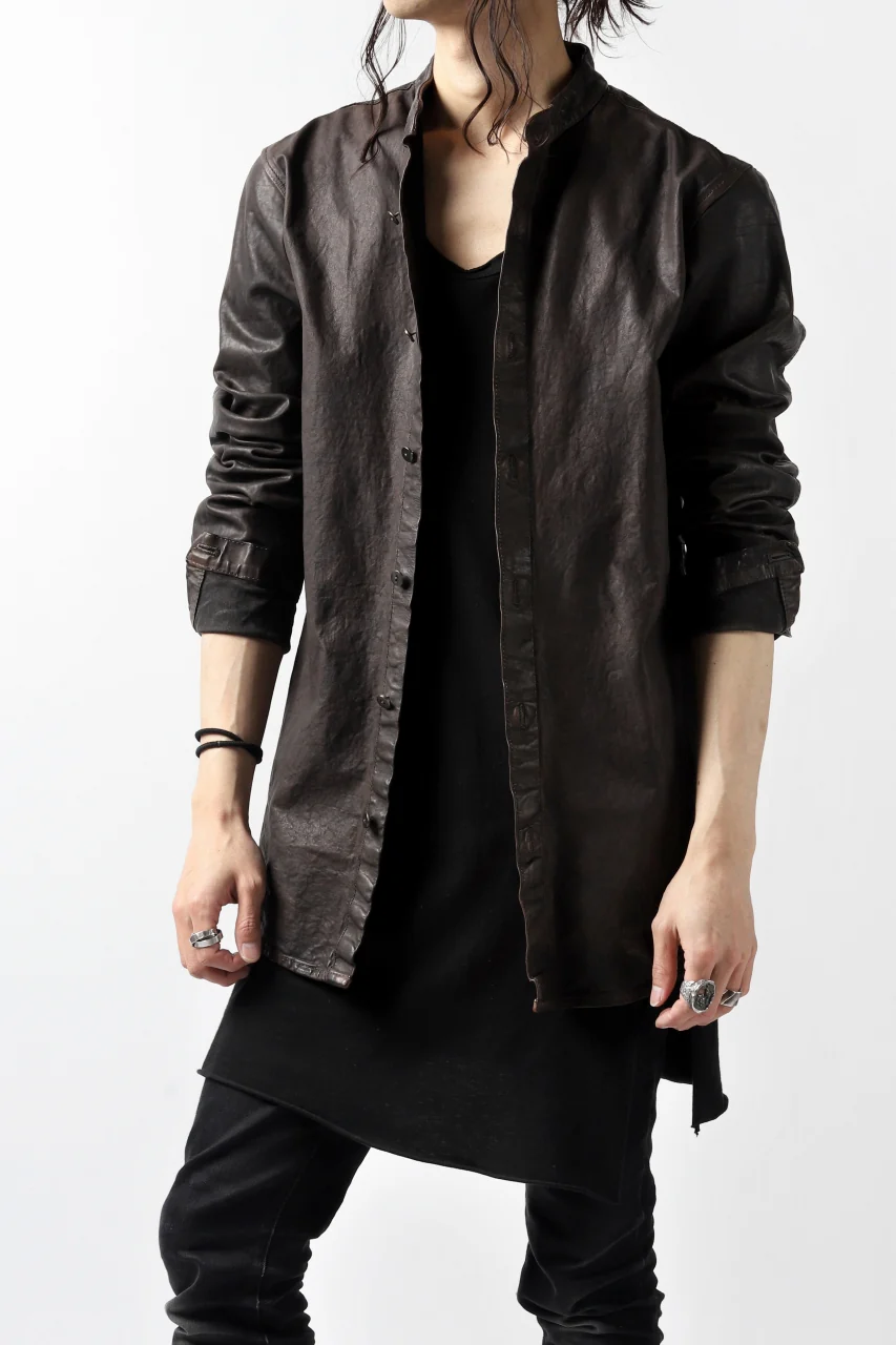 ISAMU KATAYAMA BACKLASH exclusive LEATHER SHIRT / ITALY SHOULDER 0.6mm (DARK GREY) - Image 26