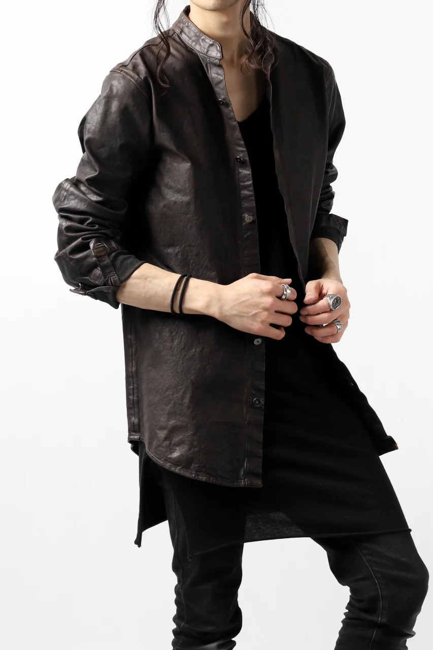 ISAMU KATAYAMA BACKLASH exclusive LEATHER SHIRT / ITALY SHOULDER 0.6mm (DARK GREY) - Image 27