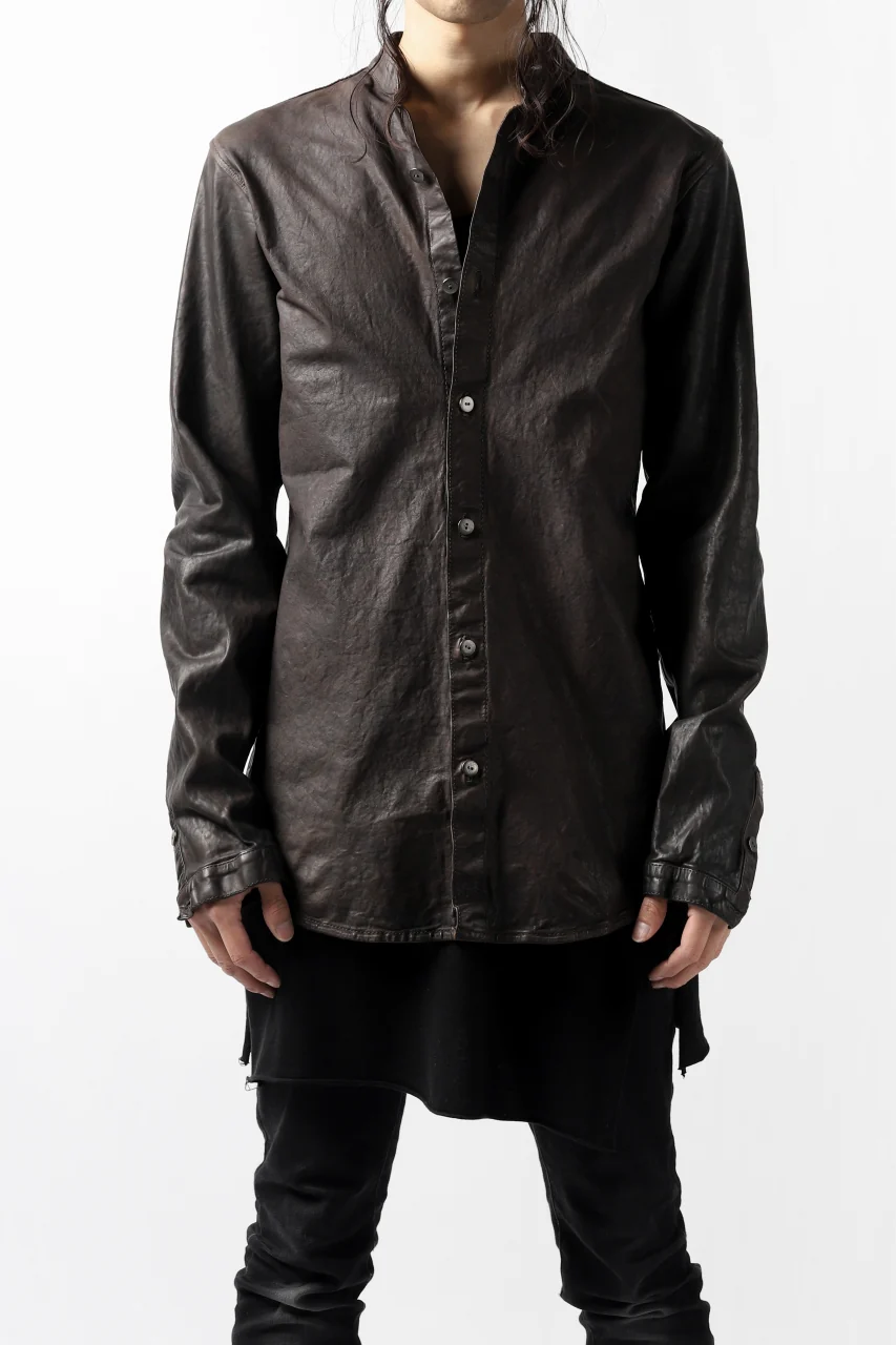 ISAMU KATAYAMA BACKLASH exclusive LEATHER SHIRT / ITALY SHOULDER 0.6mm (DARK GREY) - Image 28