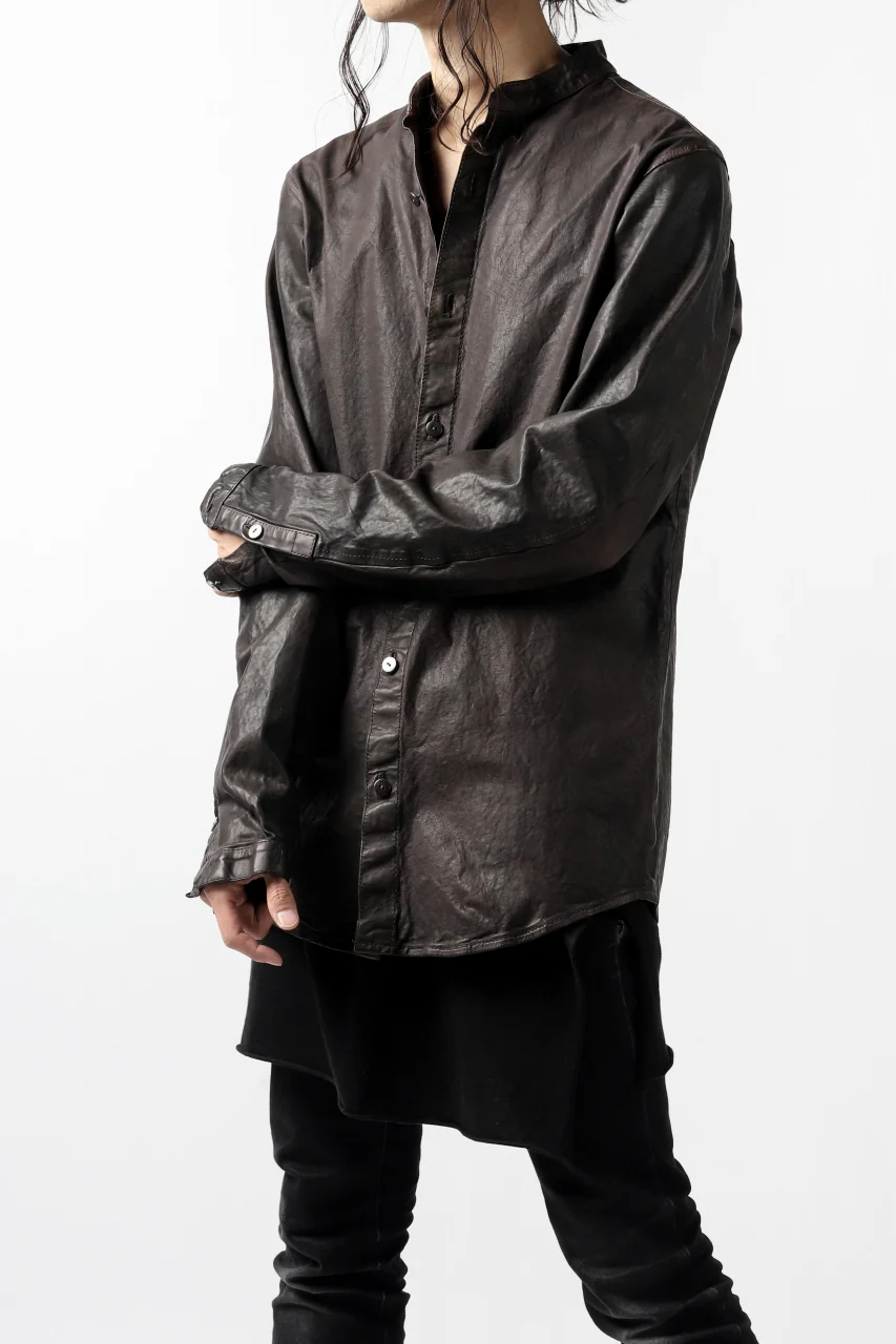 ISAMU KATAYAMA BACKLASH exclusive LEATHER SHIRT / ITALY SHOULDER 0.6mm (DARK GREY) - Image 29