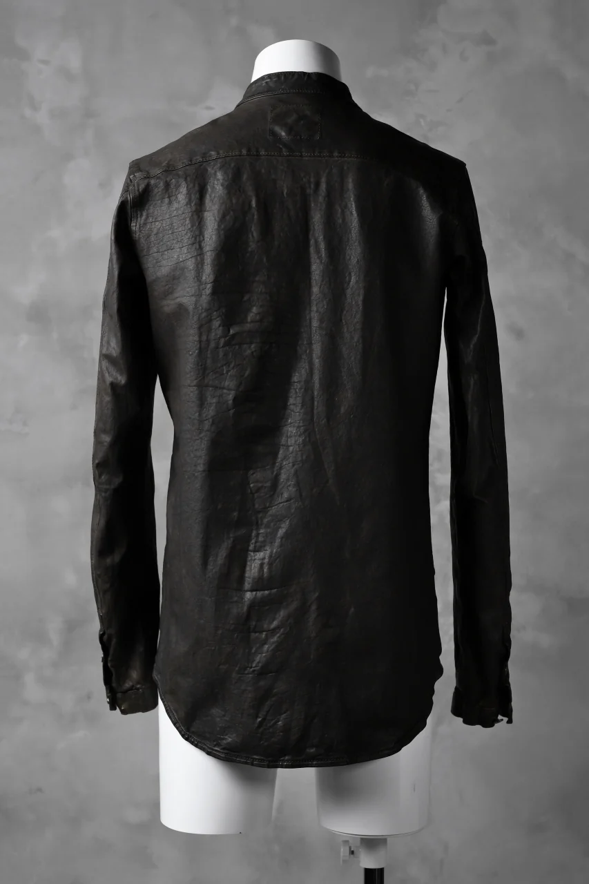 ISAMU KATAYAMA BACKLASH exclusive LEATHER SHIRT / ITALY SHOULDER 0.6mm (DARK GREY) - Image 3