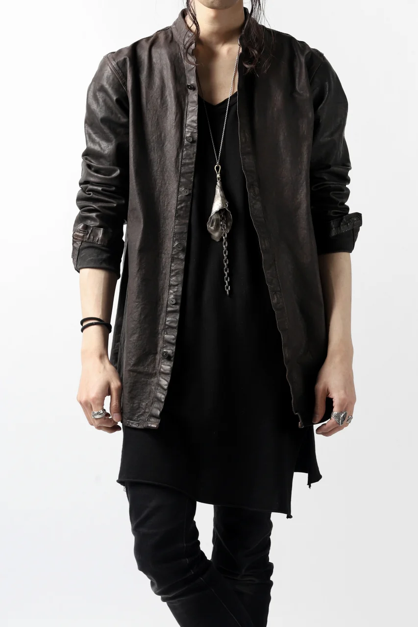 ISAMU KATAYAMA BACKLASH exclusive LEATHER SHIRT / ITALY SHOULDER 0.6mm (DARK GREY) - Image 34