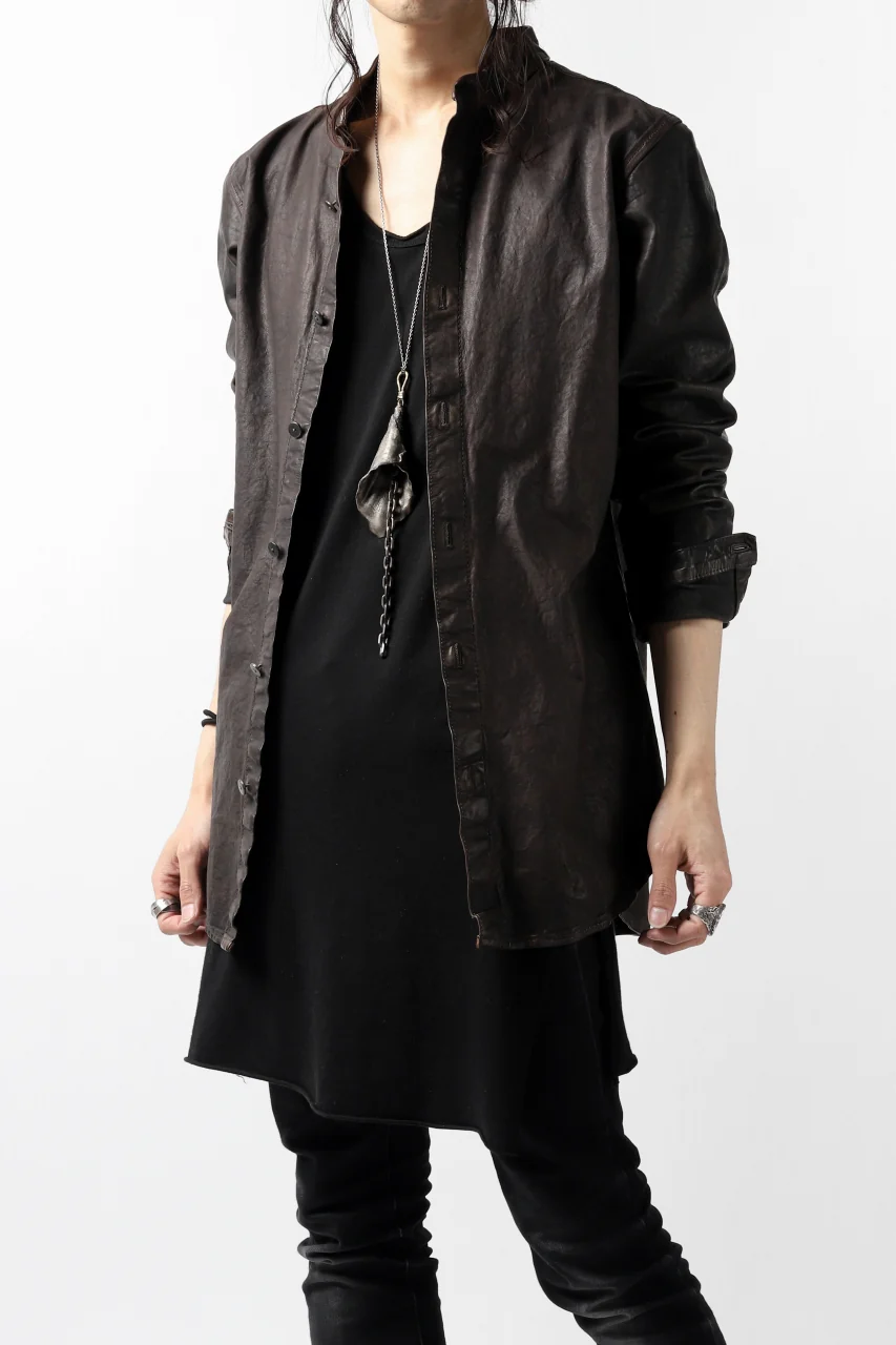 ISAMU KATAYAMA BACKLASH exclusive LEATHER SHIRT / ITALY SHOULDER 0.6mm (DARK GREY) - Image 35