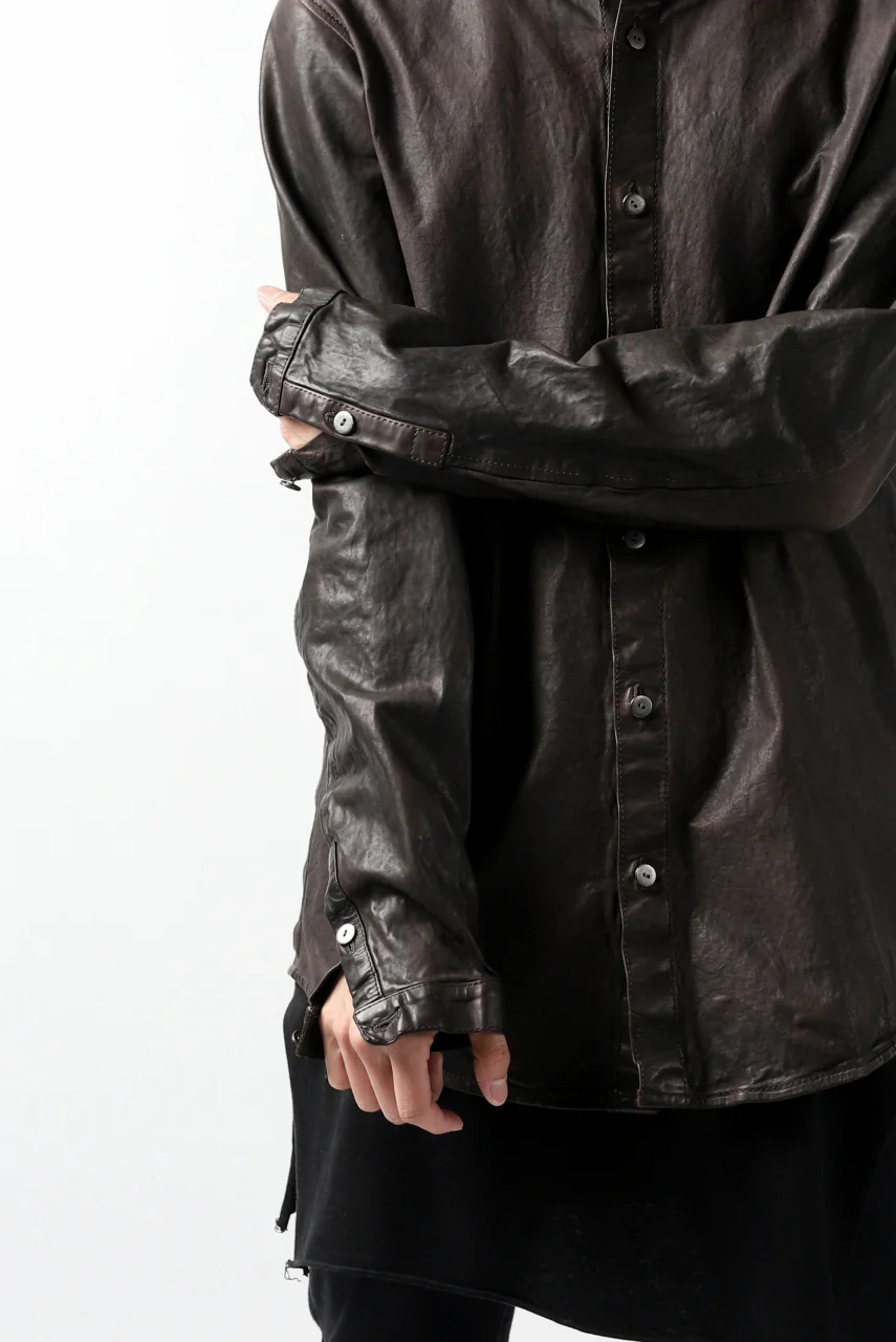 ISAMU KATAYAMA BACKLASH exclusive LEATHER SHIRT / ITALY SHOULDER 0.6mm (DARK GREY) - Image 37
