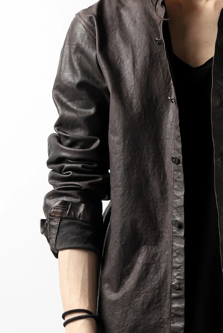 ISAMU KATAYAMA BACKLASH exclusive LEATHER SHIRT / ITALY SHOULDER 0.6mm (DARK GREY) - Image 39