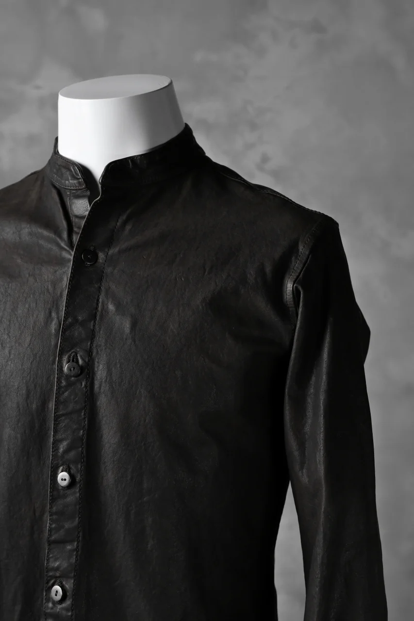 ISAMU KATAYAMA BACKLASH exclusive LEATHER SHIRT / ITALY SHOULDER 0.6mm (DARK GREY) - Image 4