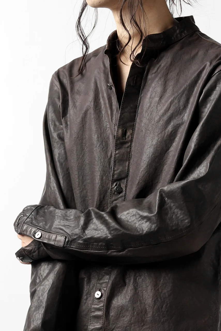 ISAMU KATAYAMA BACKLASH exclusive LEATHER SHIRT / ITALY SHOULDER 0.6mm (DARK GREY) - Image 40