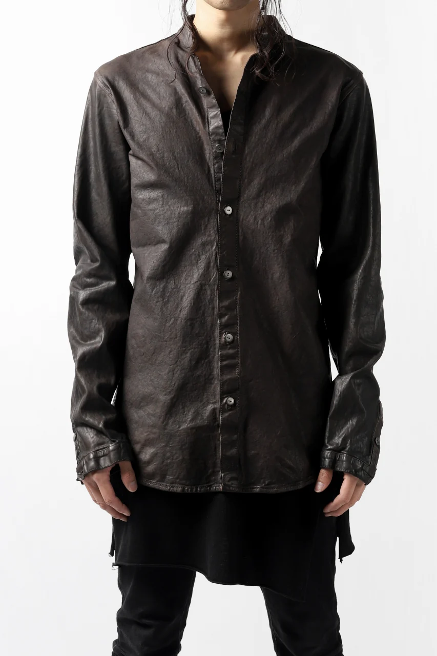 ISAMU KATAYAMA BACKLASH exclusive LEATHER SHIRT / ITALY SHOULDER 0.6mm (DARK GREY) - Image 44