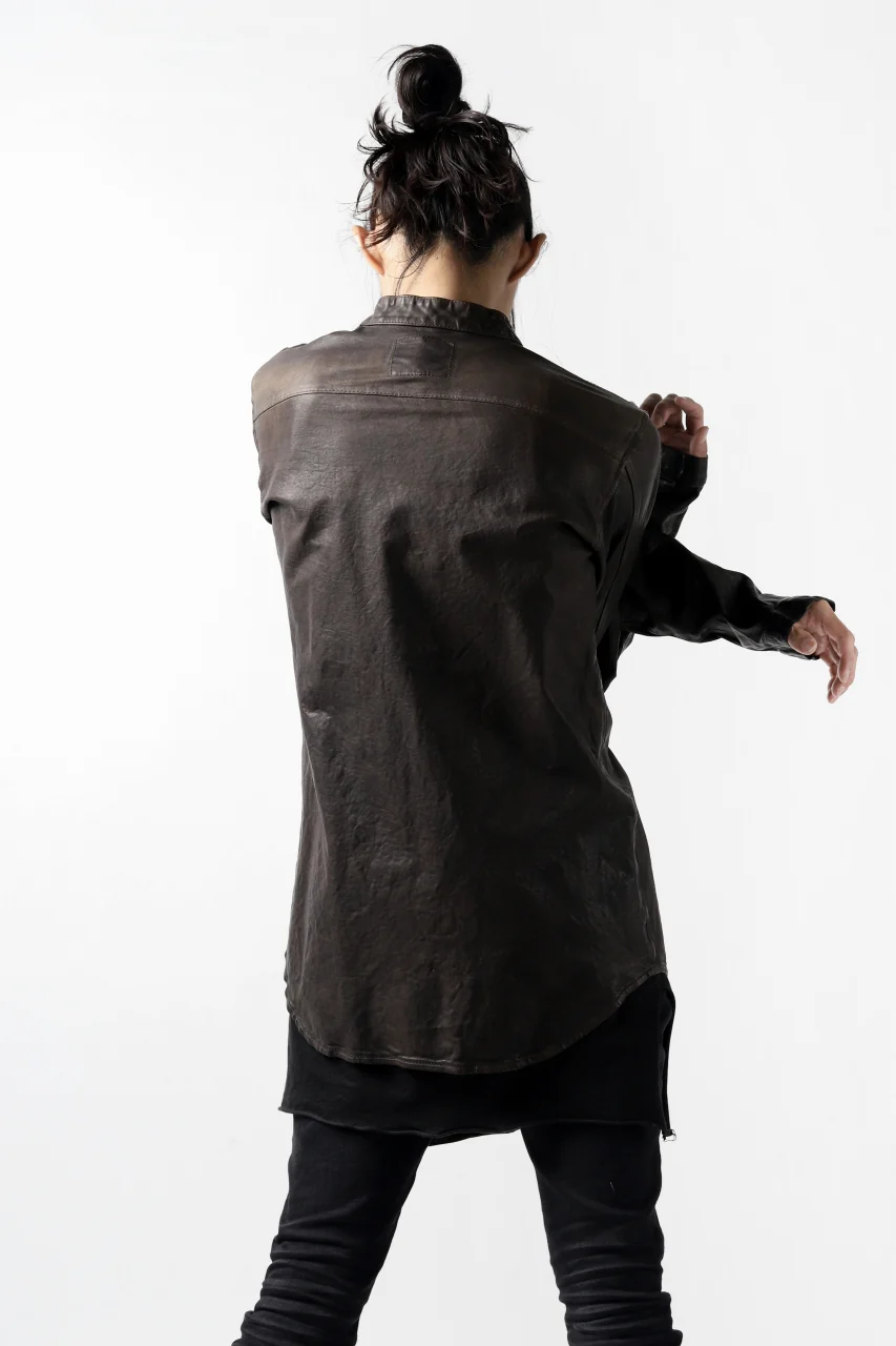 ISAMU KATAYAMA BACKLASH exclusive LEATHER SHIRT / ITALY SHOULDER 0.6mm (DARK GREY) - Image 47