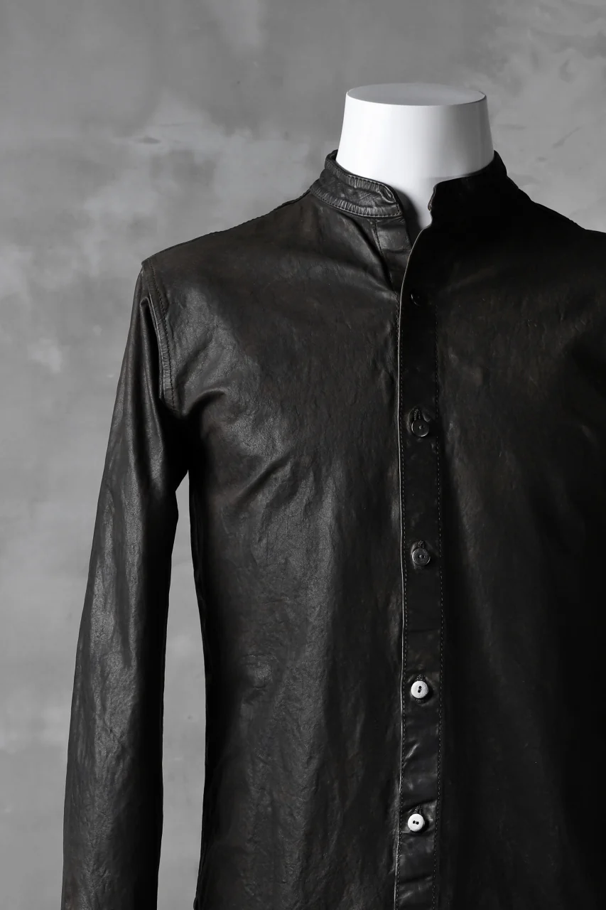 ISAMU KATAYAMA BACKLASH exclusive LEATHER SHIRT / ITALY SHOULDER 0.6mm (DARK GREY) - Image 5