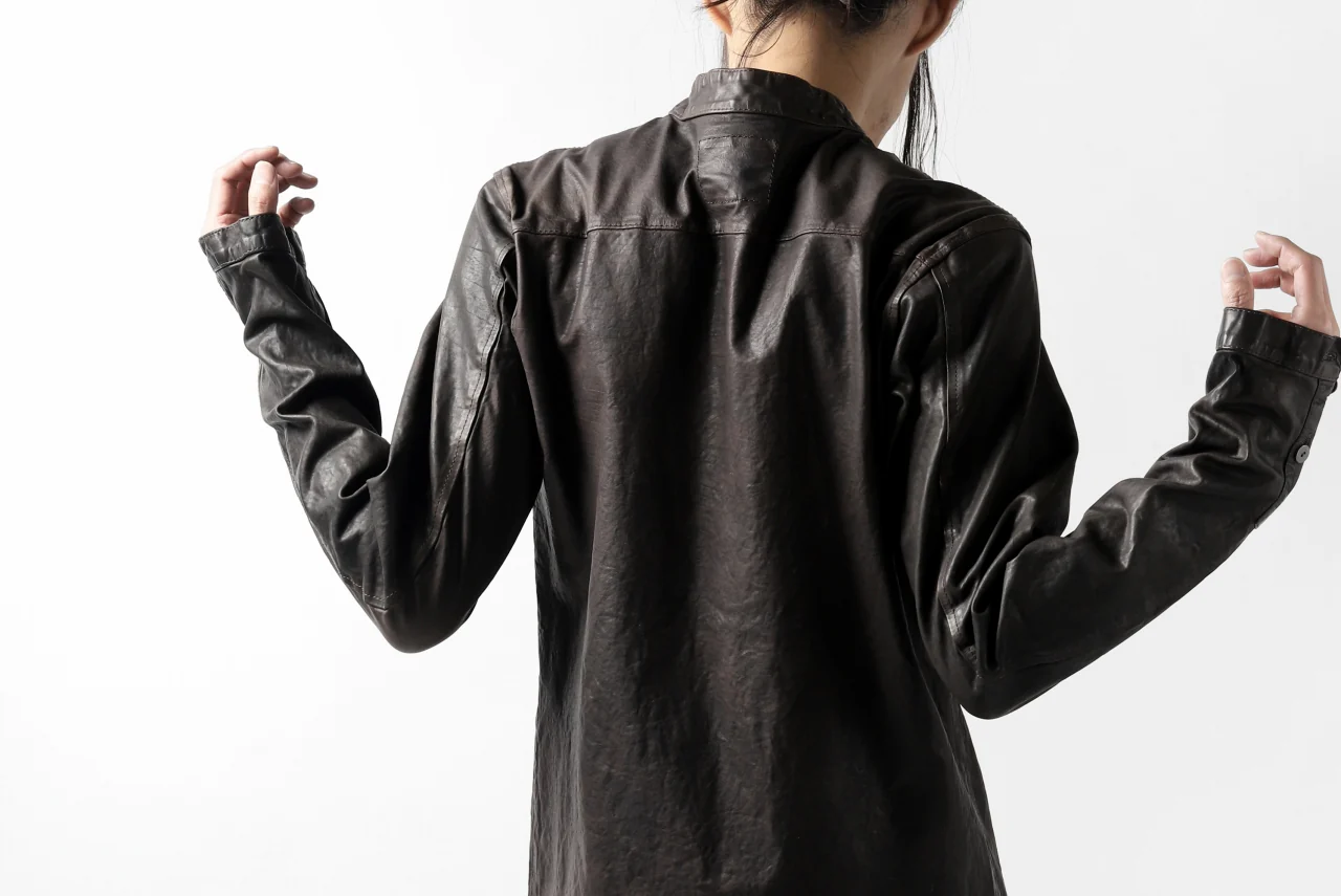 ISAMU KATAYAMA BACKLASH exclusive LEATHER SHIRT / ITALY SHOULDER 0.6mm (DARK GREY) - Image 56