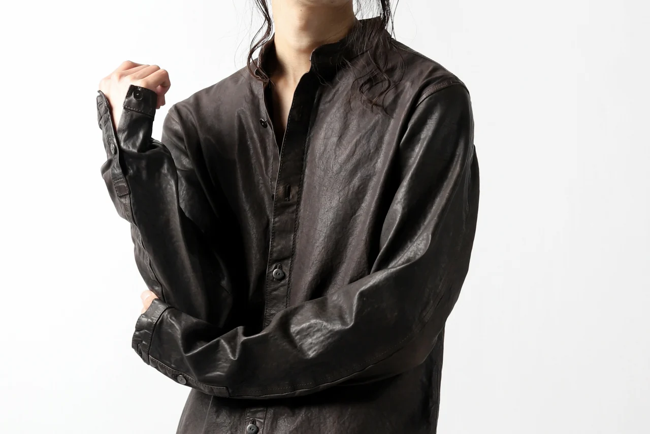 ISAMU KATAYAMA BACKLASH exclusive LEATHER SHIRT / ITALY SHOULDER 0.6mm (DARK GREY) - Image 57