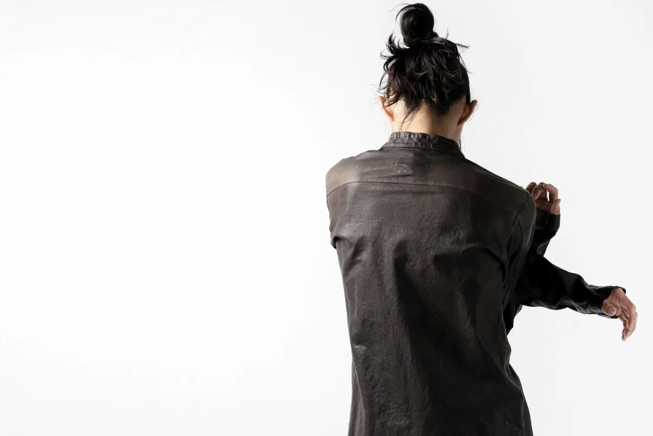 ISAMU KATAYAMA BACKLASH exclusive LEATHER SHIRT / ITALY SHOULDER 0.6mm (DARK GREY) - Image 58