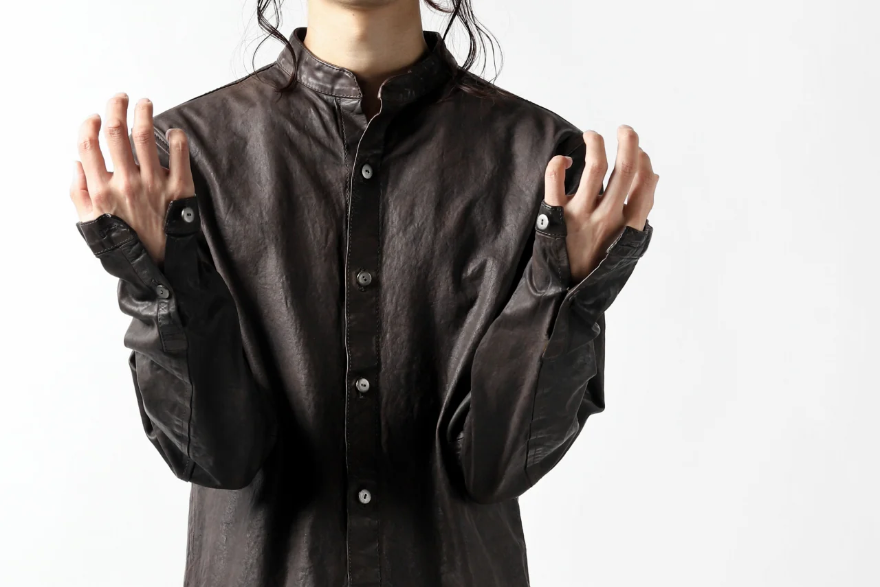 ISAMU KATAYAMA BACKLASH exclusive LEATHER SHIRT / ITALY SHOULDER 0.6mm (DARK GREY) - Image 59