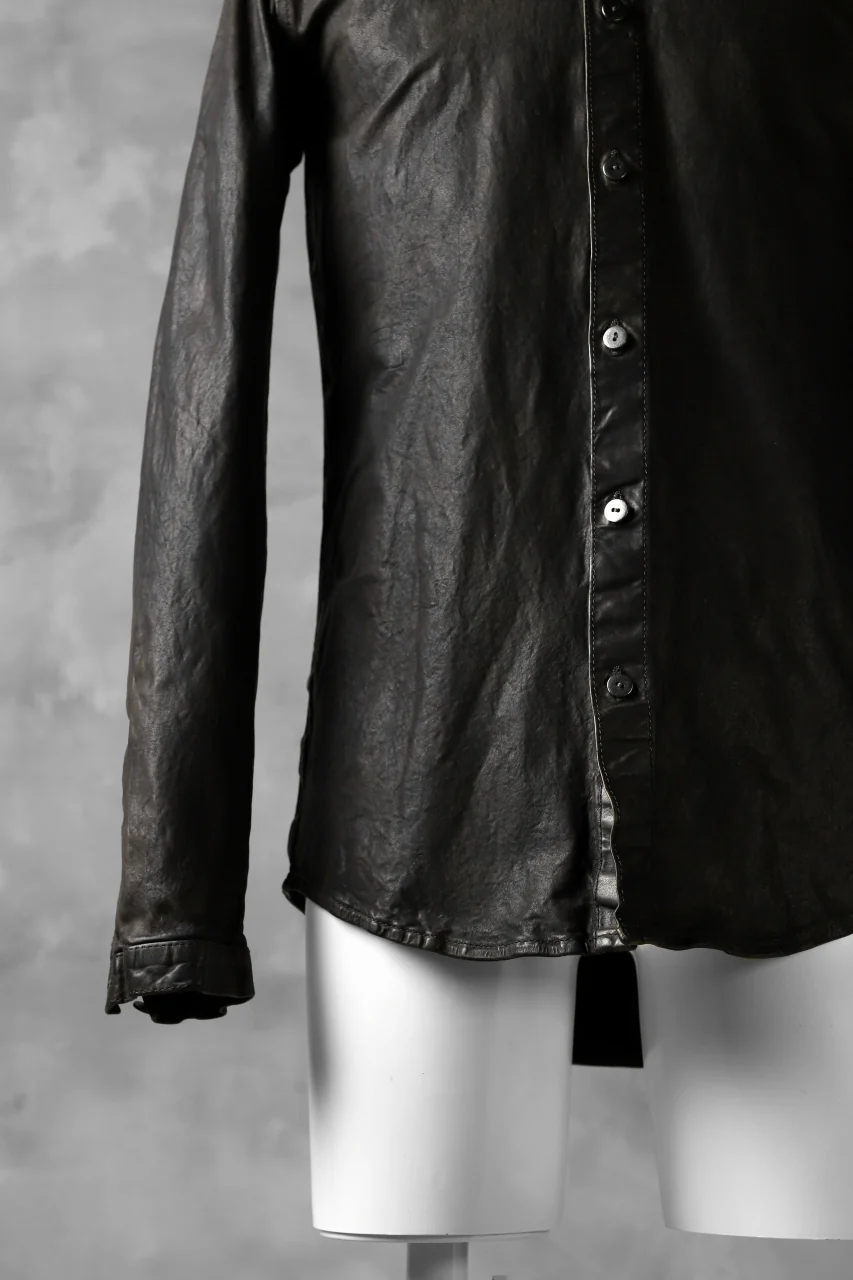 ISAMU KATAYAMA BACKLASH exclusive LEATHER SHIRT / ITALY SHOULDER 0.6mm (DARK GREY) - Image 6